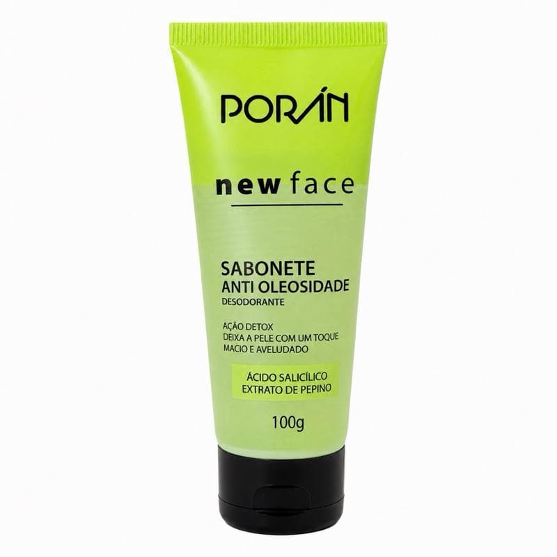 Sabonete Facial Anti Oleosidade New Face 100g com Ácido Salicílico e Extrato de Pêpino para Pele Macia e Aveludada