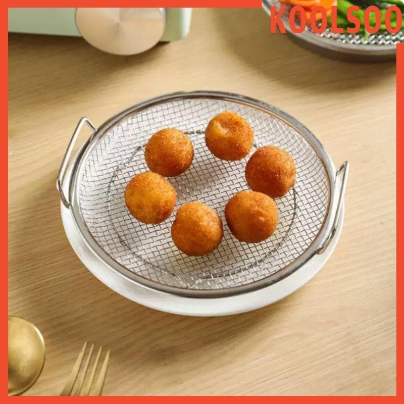 [Koolsoo] Cesta De Drenagem De Malha De Filtro De Óleo De Cozinha Em Aço Inoxidável Com Alças Para Resfriamento E Alimen