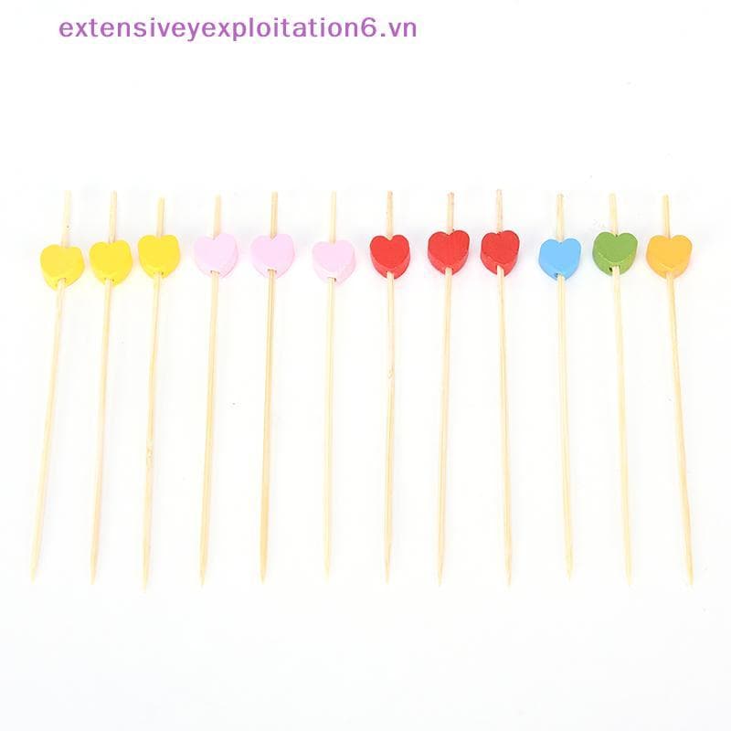 exten 2017 Novo 100pcs Padrão De Coração De Madeira Pi Sti Feltro Toothpi Cotail Sanduíche Decoração .
