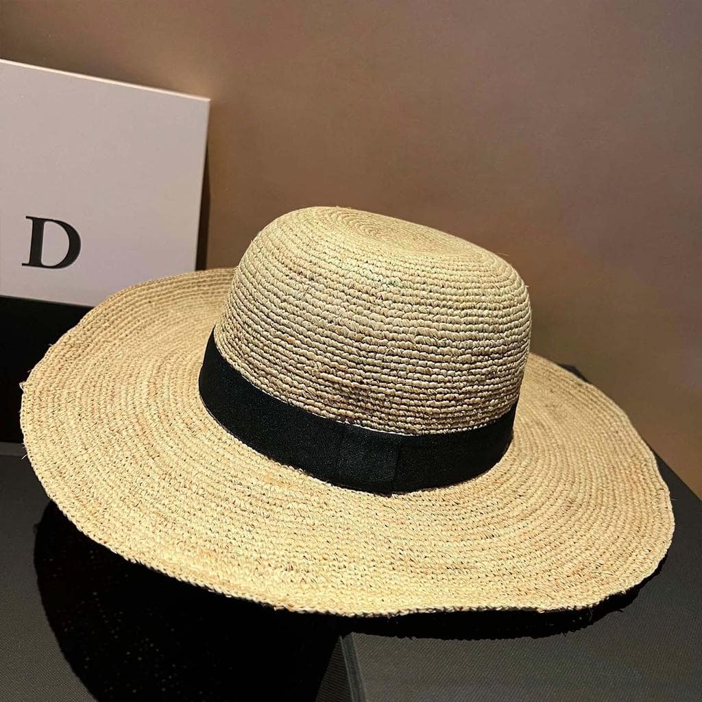Japonês estilo dinheiro antigo indústria pesada tecido ráfia chapéu de palha cúpula chapéu superior férias beira-mar via
