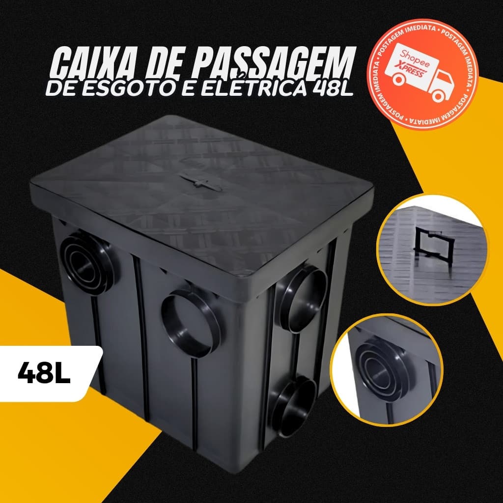 Caixa De Passagem Grande Esgoto Eletrica 48L Grande Mallton