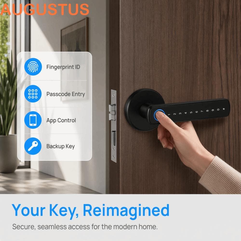 Fechadura Inteligente Com Impressão Digital AUGUSTUS , Maçanetas Digitais Eletrônicas Inteligentes Remota , Gateway WiFi