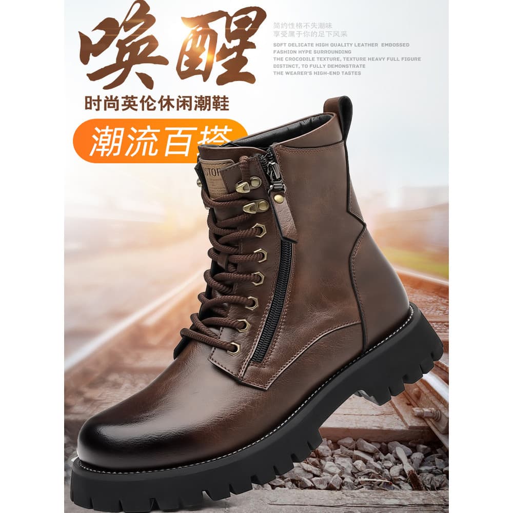 Martin botas masculinas estilo britânico Retro aumentando macacão de sola grossa botas de couro masculino couro genuíno