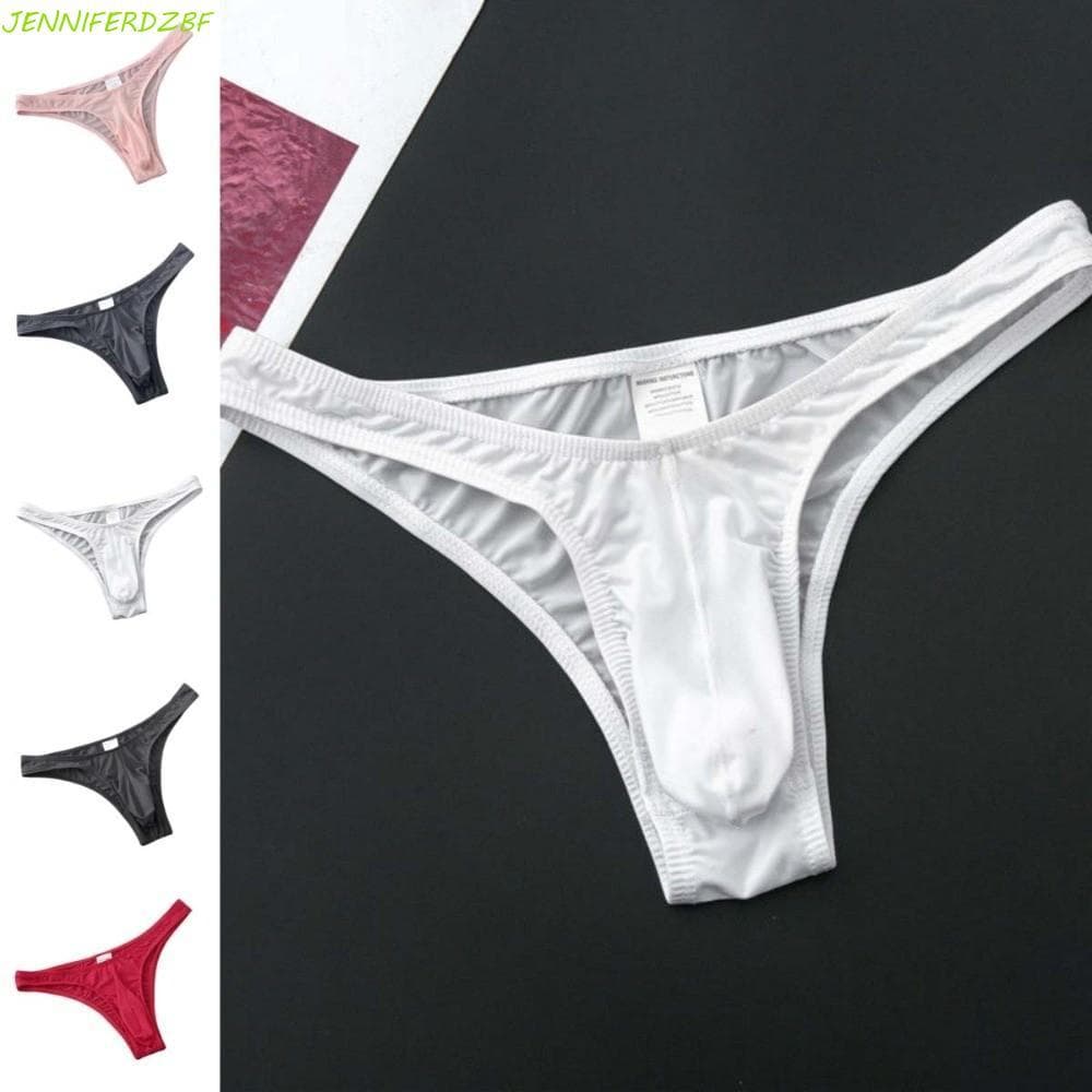Tangas De Seda Gelo Masculinas , Cuecas De Cintura Baixa Calcinha Masculina Finas Transparentes De Cor Sólida Com Costas