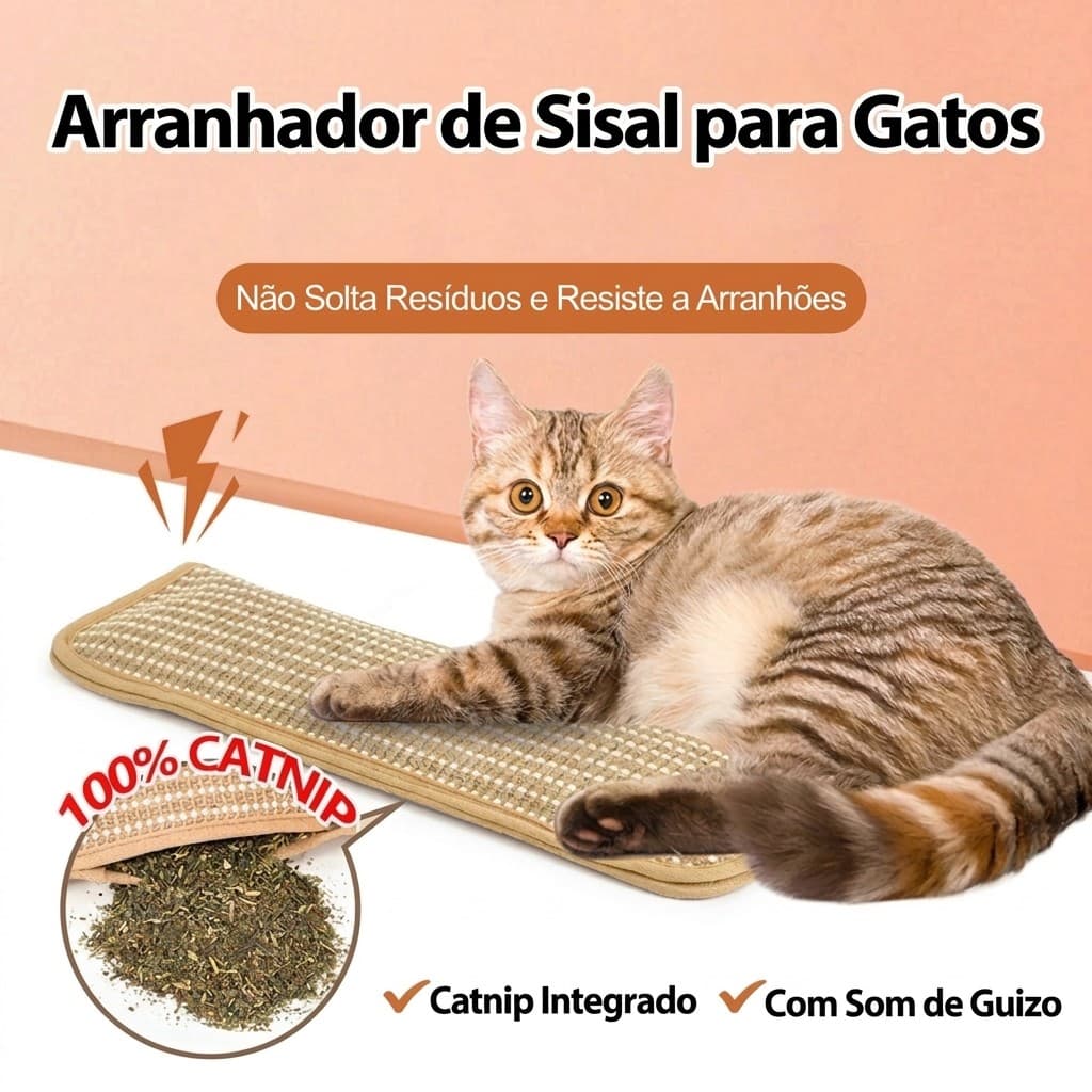 Arranhador Gato Almofada Sisal Mordedor Catnip Erva de Gato Anti-Stress