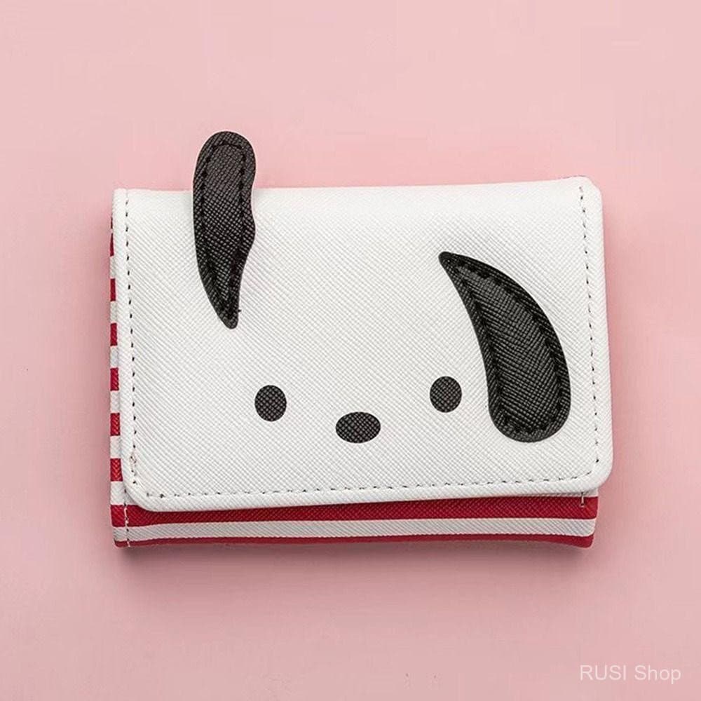 Carteira portátil, carteira tripla Sanrio Hello Kitty com personagens de desenho animado Melody Kuromi Cinnamoroll PEK1