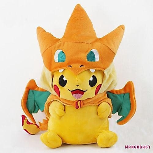 MG-Novo Pokémon Pikachu com Chapéu do Charizard, Boneco de Pelúcia Macio de 9 polegadas CPSD