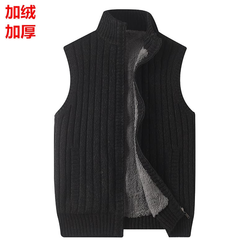 Outono inverno mais lã colete masculino mais gordura plus Size Casual quente colete de malha Cardigan colete gordo jaque