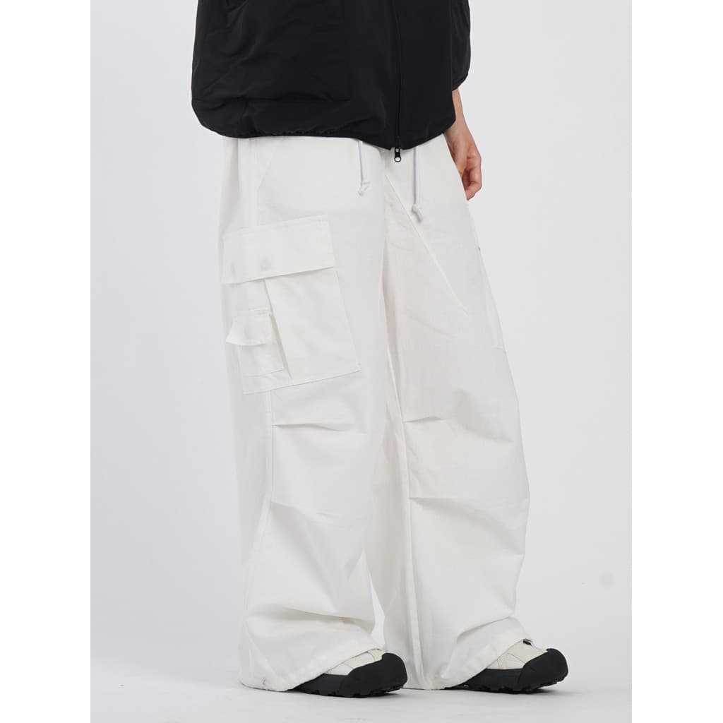 NaturalFlow Solto Japonês Perna Larga Casual Multi-Bolso Calça Casual Macacão Paraquedista