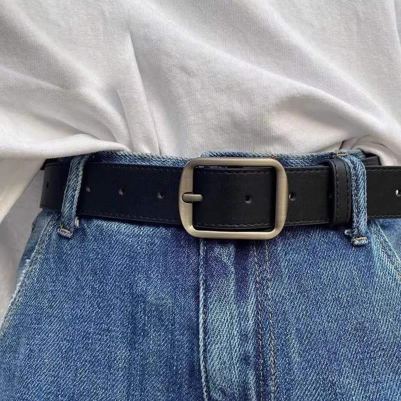 Versão coreana Retro simples durável na moda All-Match jovem Unisex pino fivela cinto masculino Jeans cinto ins