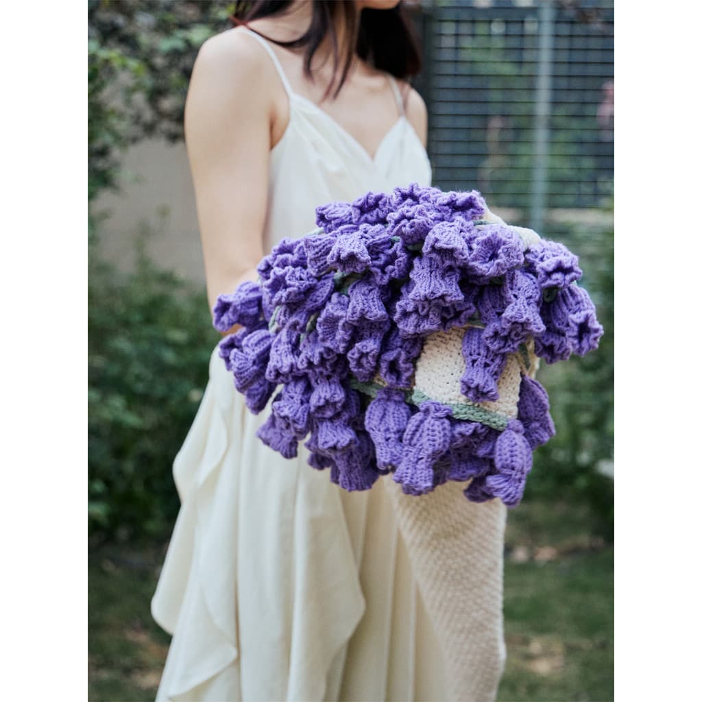 Tranton buquê cobertor roxo feito à mão lã crochê flor almoço Break cobertor Tanabata presente do dia dos namorados