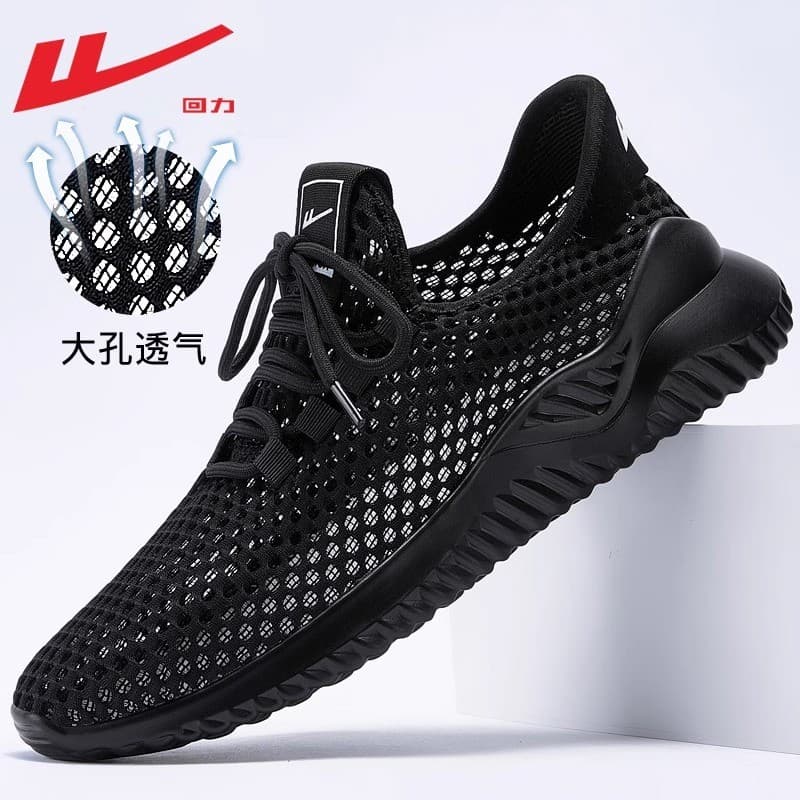 Puxar para trás sapatos masculinos verão respirável malha sapatos 2026 novo estilo tênis de corrida oco malha esportes s