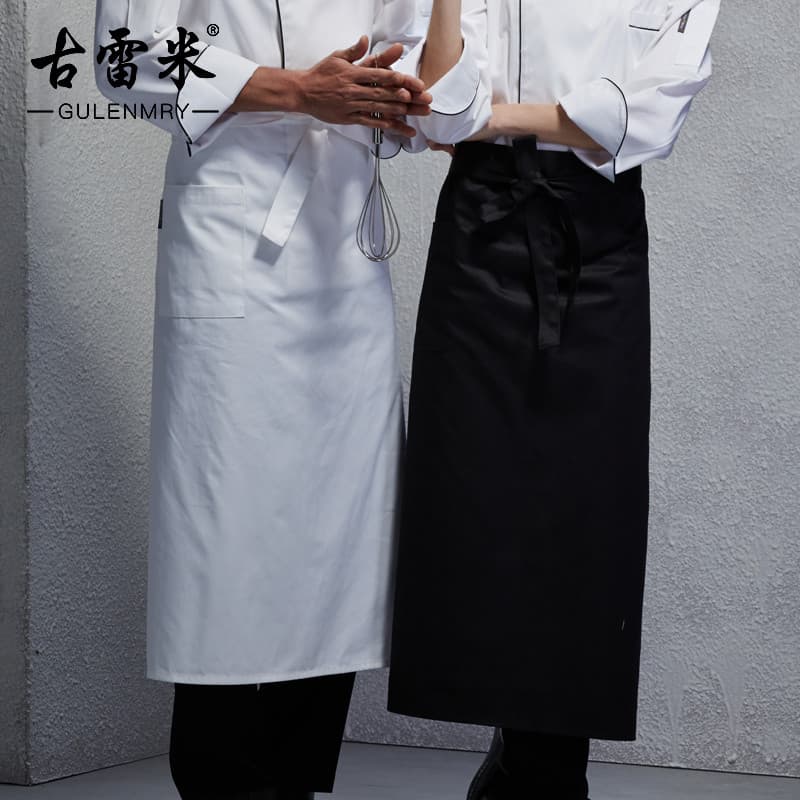 Guremi Hotel Chef longo preto branco masculino feminino saia ocidental restaurante cafeteria masculino feminino avental