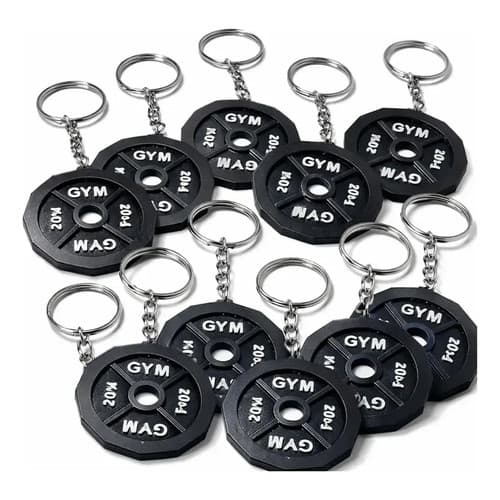 Chaveiro Anilha Academia Kit C/10  Brinde Fitness 3d Preto