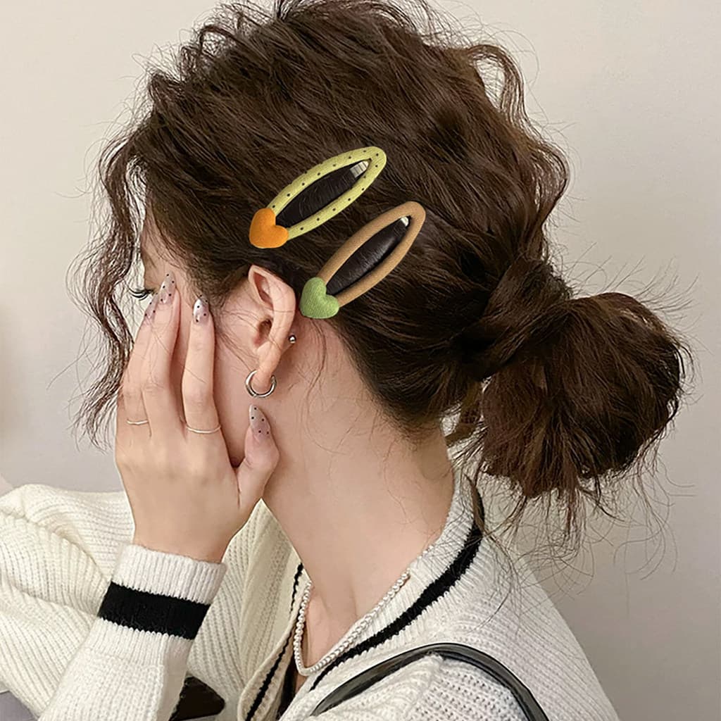 Bonito cor contrastante tecido arco grampo de cabelo feminino moda estilo ocidental franja clipe quebrado Hairpin testa