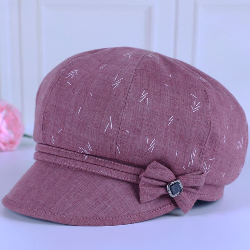 Chapéu de idosos de meia-idade feminino primavera outono mãe chapéu de pano fino chapéu de avó idosa boné de aba curta