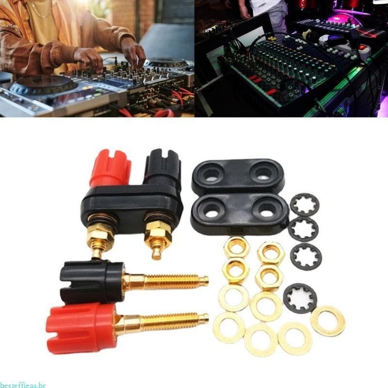 besteffie 1 Peça Plugues Banana Terminais Casal Vermelho Preto Conector Amplificador Terminal Ligação Post Alto-Falan