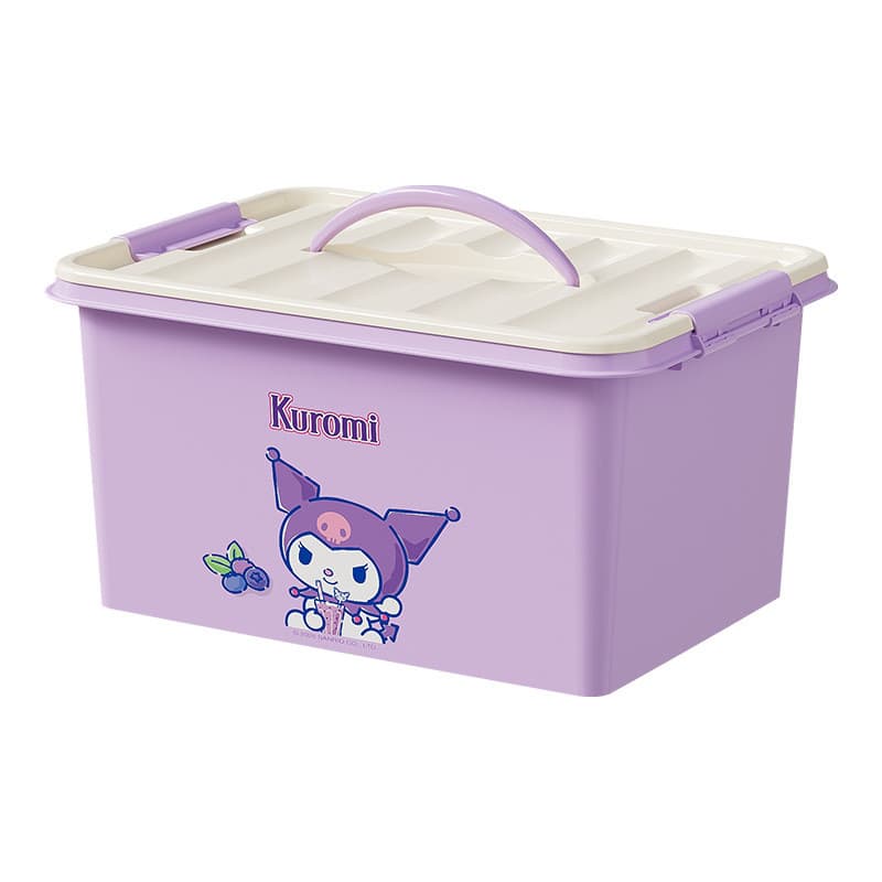 Sanrio Kuromi Caixa de armazenamento portátil Caixa de armazenamento de plástico doméstico Brinquedos infantis Caixa de