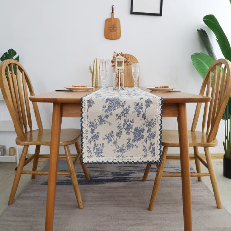 Estilo flor azul mesa de centro mesa de jantar decoração TV armário gaveta tapete de mesa corredor