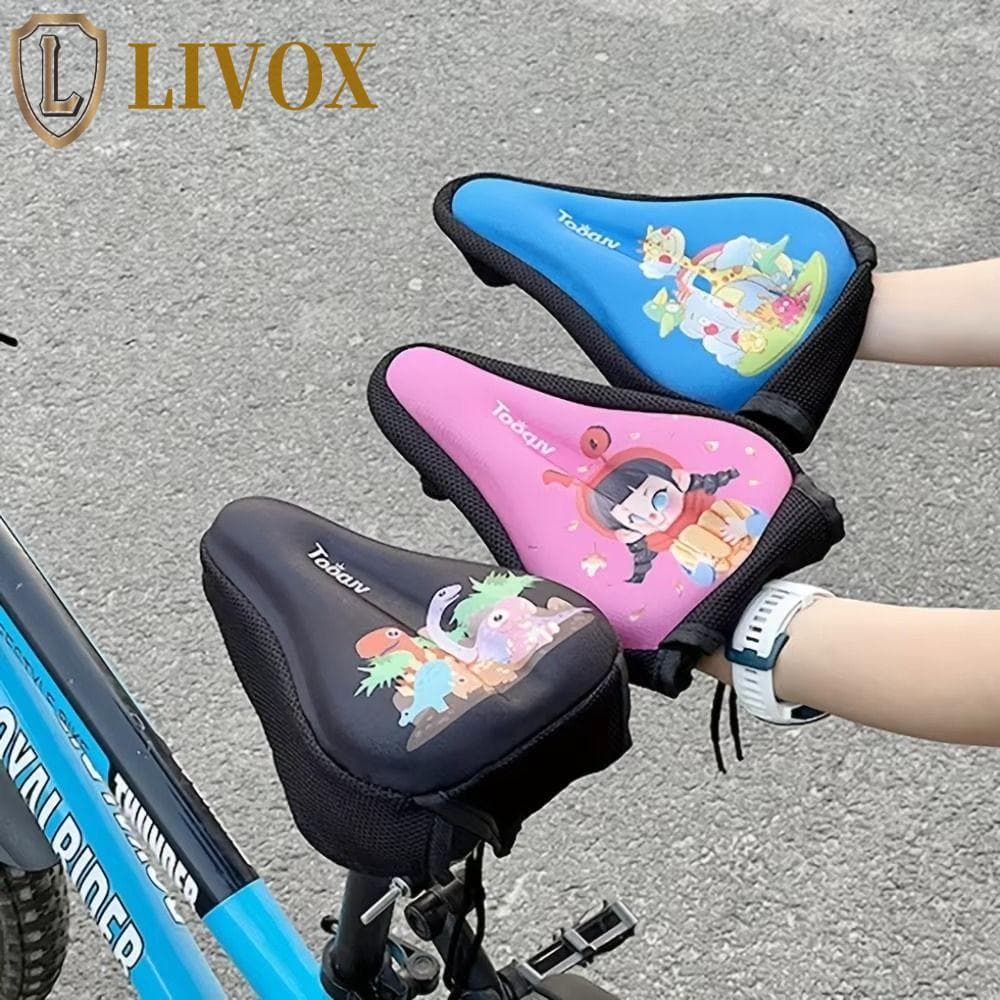 LIVOX Assentos Para Bicicletas Infantis , Almofadas De Bicicleta De Silicone Com Animais De Desenho Animado , Capa De Al