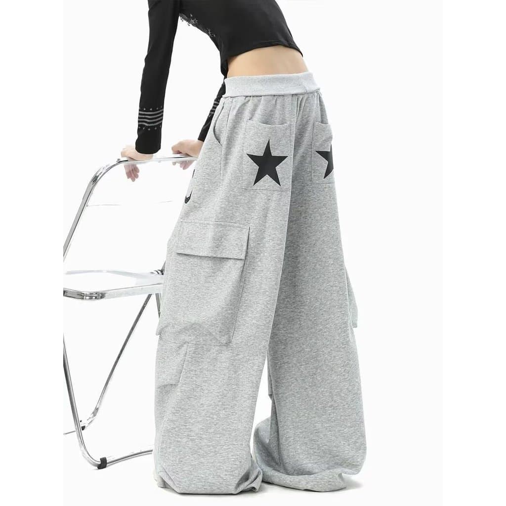 Jazz Hip-Hop esportes calças casuais americano Sweatpants solto em linha reta Drape chão calças cinza esportes calças de