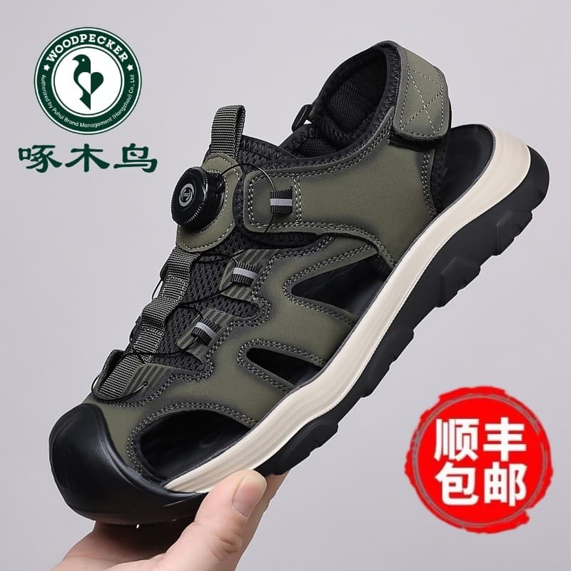 Sandálias de pica-pau masculinas verão Baotou sapatos casuais de praia respirável sola macia leve esportes ao ar livre s