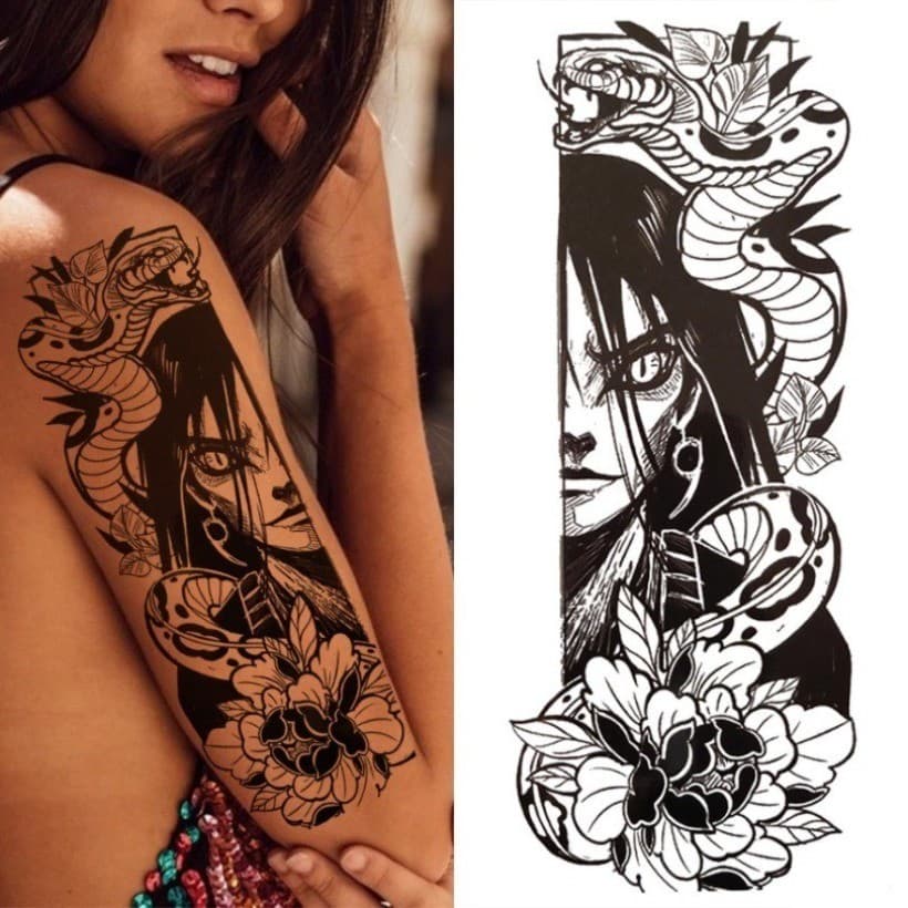Máquinas 3D Tatuagens Temporárias Para Mulheres Homens Adultos Flor Preta Bússola Tatuagem Adesivo Falso Triângulo Olho