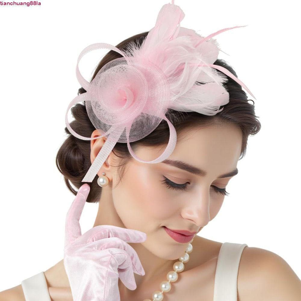 Tiara de Rede com Penas Tianchuang, Acessório Requintado para Vestido Formal, Acessório de Cabeça Vintage Compacto UTCZ