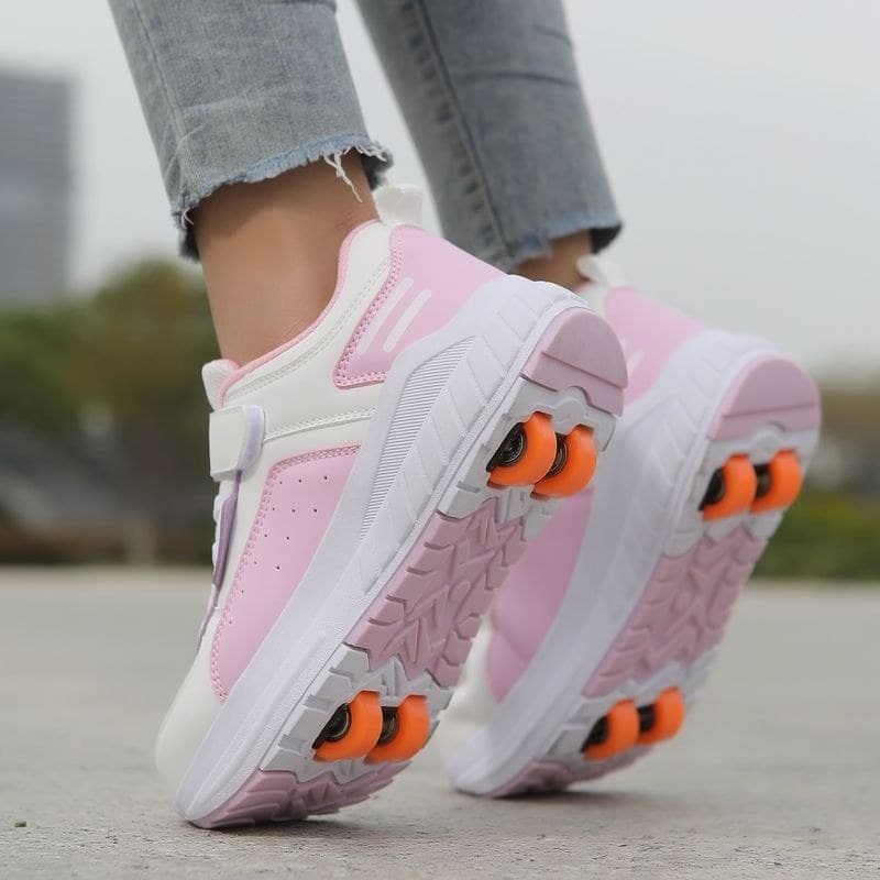 Tênis de corrida meninas patins branco estudante invisível quatro rodas destacável andando patins infantis patins