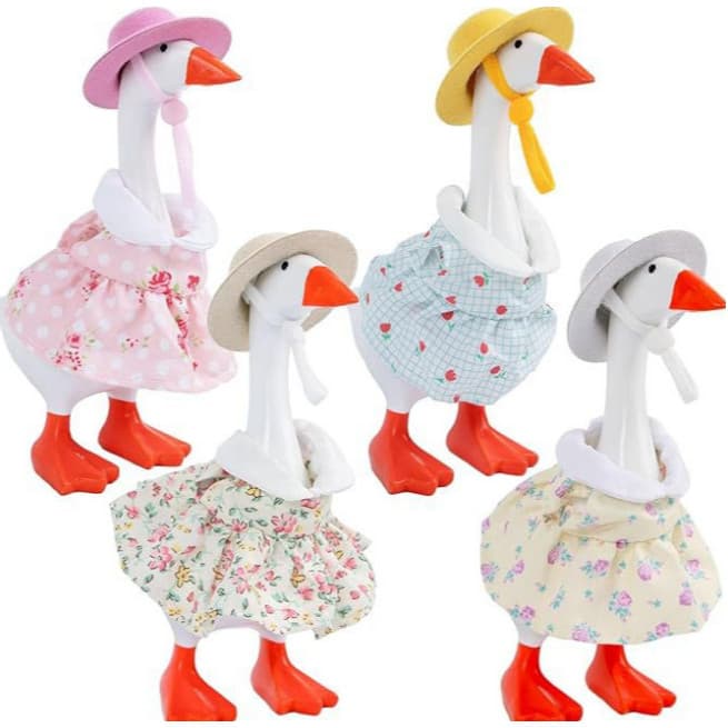 Desktop Little Goose Conjunto De Saia Floral Estampada Com Chapéu Plano De 7 Polegadas De Primavera De Pato Pequeno