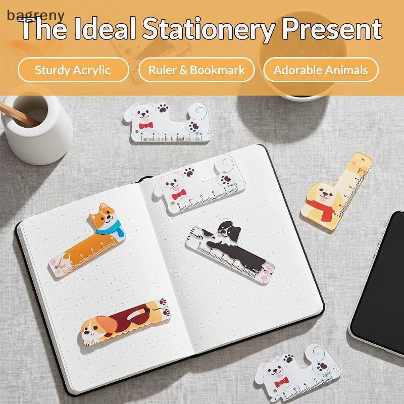 [bagreny] 5 Peças 5cm Portátil Mini Réguas De Plástico Retas Bonito Desenho Animado Animal Design Régua Marcador Para Es