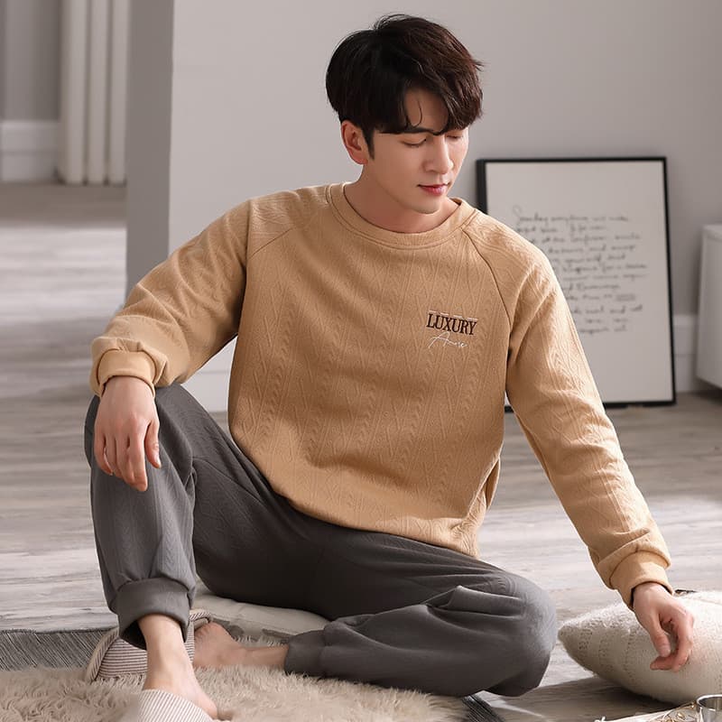 W pijamas de inverno masculino algodão engrossado ar quente algodão fino acolchoado Interlayer meninos Homewear inverno