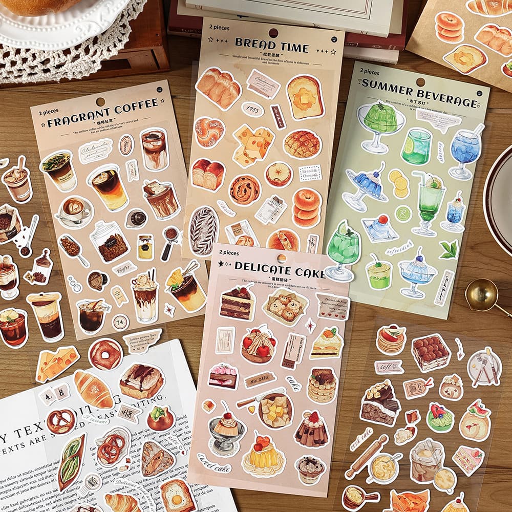 Ki meia tinta papelaria doces diário pequeno fresco papel sintético adesivo bonito pão sobremesa manual decoração adesiv
