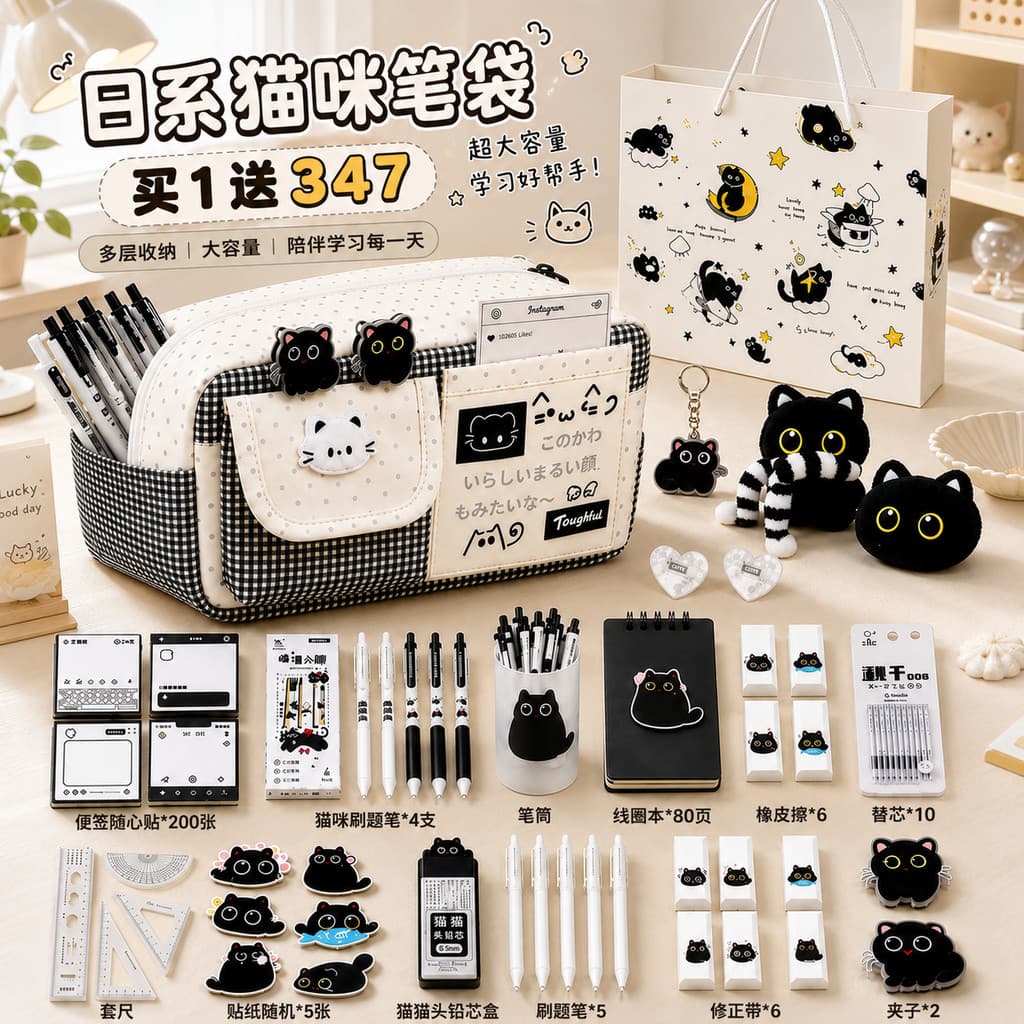 Estilo japonês gato lápis caso menina de alto valor ins estilo 2026 novo estilo estudantes do ensino fundamental caixa d