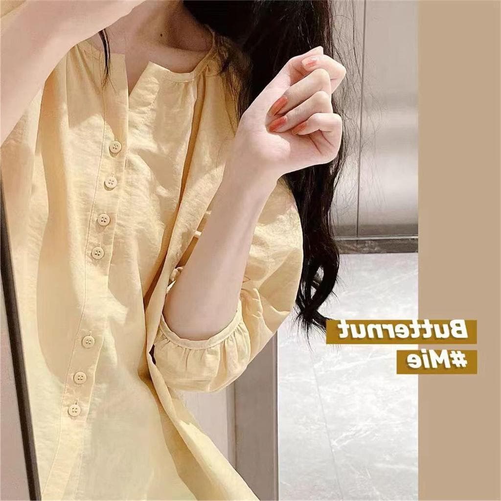 Desconto em marca Contador de roupas femininas comércio exterior primavera outono francês Retro chique meados de manga t