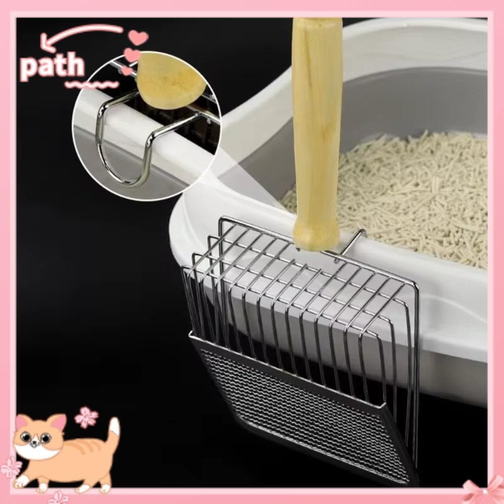 Pá para areia de gato PATH, pá para areia de gato em aço inoxidável com malha fina, ferramenta de limpeza durável e anti