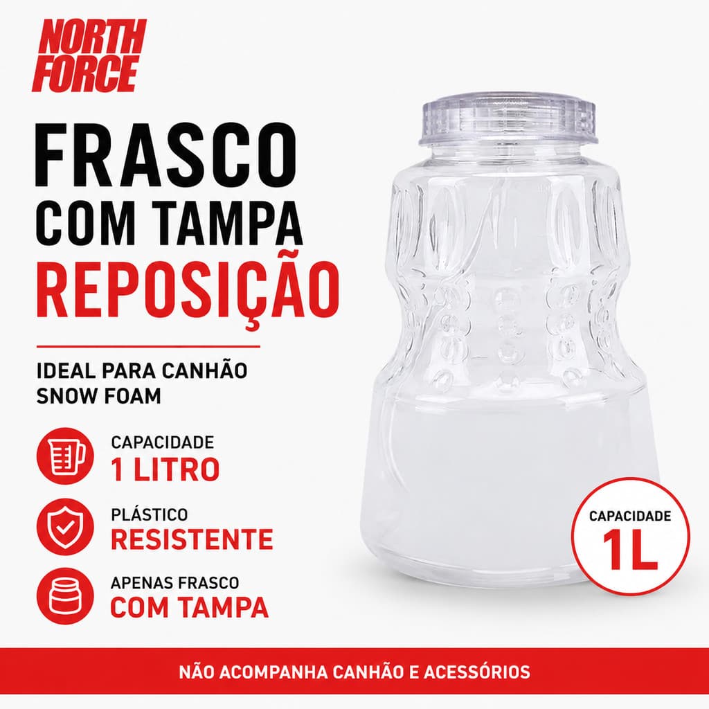Pote Frasco Snow Foam 1L Reposição Canhão de Espuma Automotivo