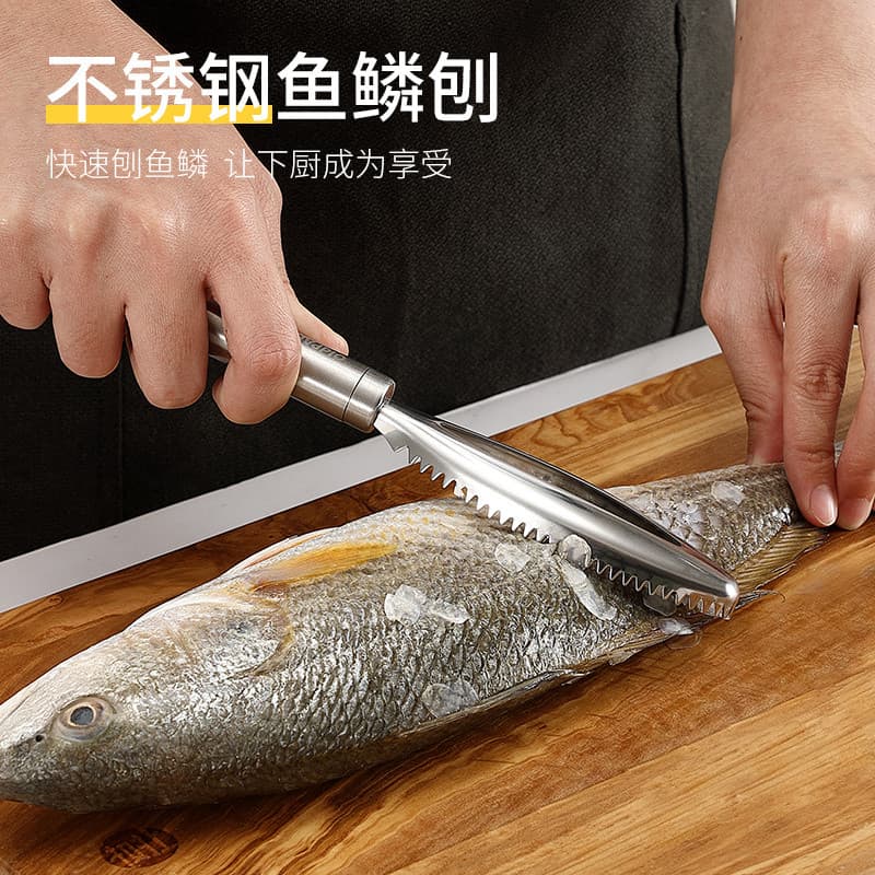 Pai plaina de escama de peixe em aço inoxidável, plaina de escama de peixe, descascador de escala, raspador doméstico, e