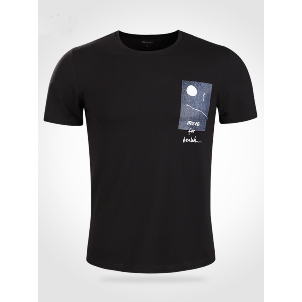 Nacional na moda algodão 40 contagem confortável respirável na moda camiseta elegante All-Match Casual em torno do pesco