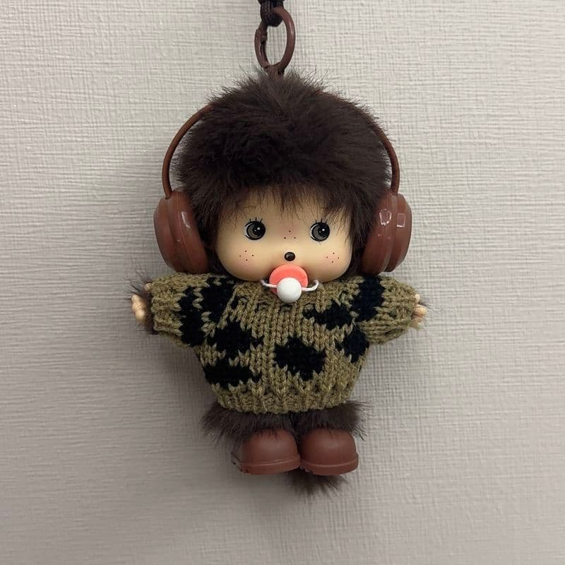 Mongiki café cor macaco Rock fone de ouvido boneca de pelúcia saco pingente namorada alça de mão pingente