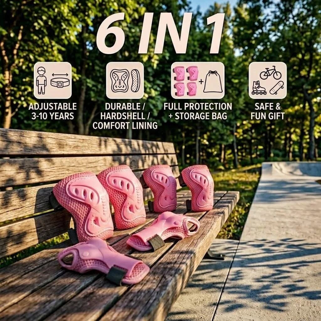 Conjunto De Joelheiras E Cotoveleiras Infantis Com Protetor De Pulso Equipamentos De Proteção Infantil 3 Em 1 Para 3 A 1
