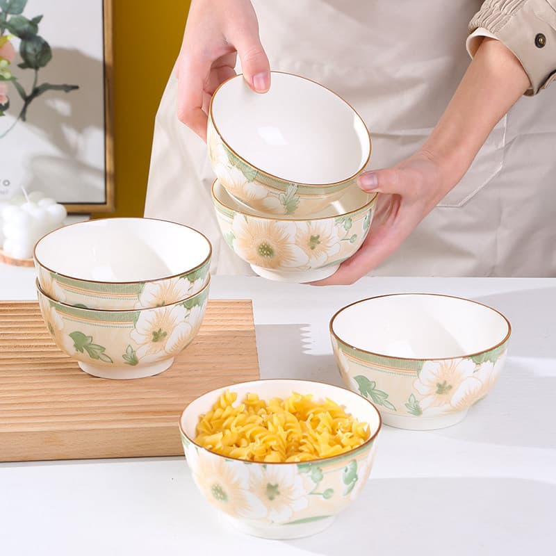 Tigela de cerâmica Tigela de arroz Tigela pequena Tigela de sopa Talheres domésticos Tigela de macarrão instantâneo Tige