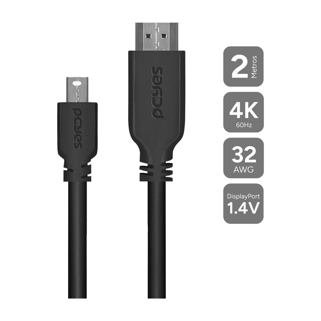Cabo Mini Displayport para HDMI 2M - PMDPH4K-2 - PCYES