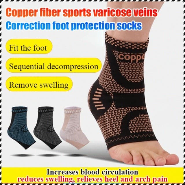 【Ajuste Confortável】Tornozeleira Esportiva de Nylon com Íons de Cobre para Proteção do Tornozelo Esporte/Corrida/Fitness