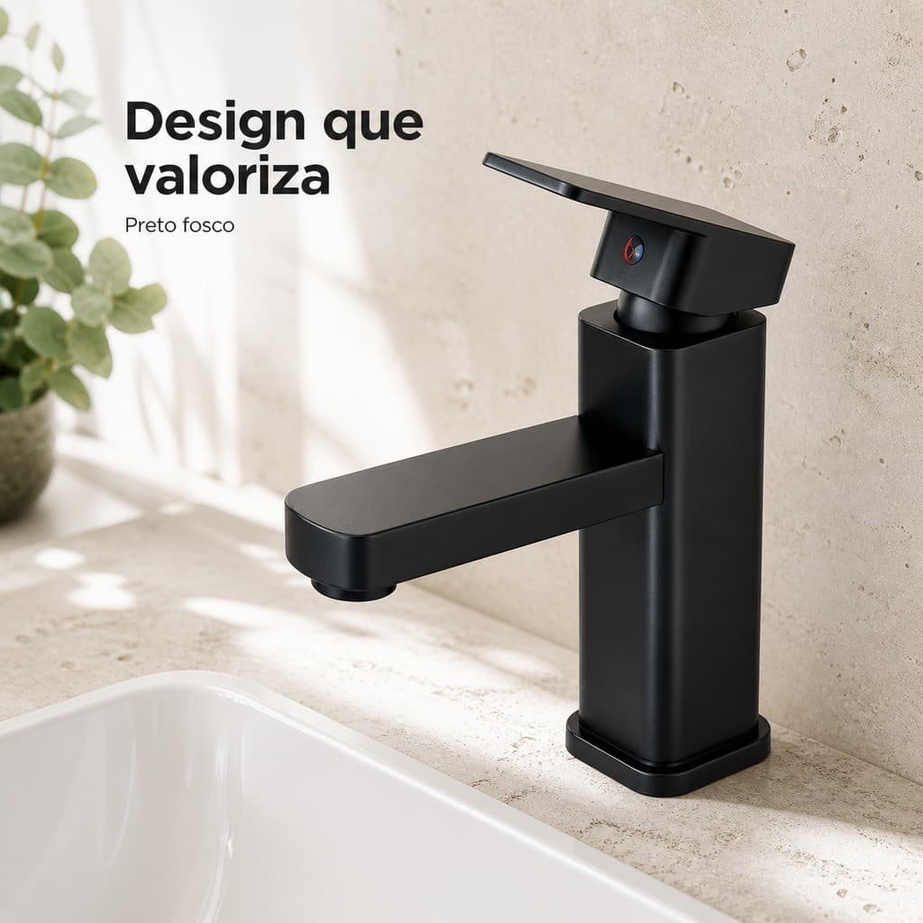 Torneira Misturadora de Banheiro Dupla Função Frio e Quente com Botão Moderno 1/4 Polegada