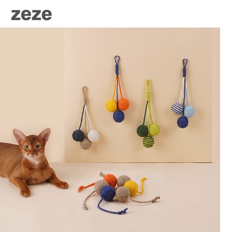 Zezeze gato brinquedo provocando gato vara resistente à mordida Catnip bola gato brinquedo conjunto gato brinquedo auto-