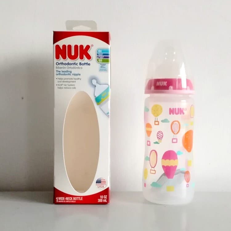 NUK Mamadeira de plástico de calibre largo Bebê calmante 300/150 Mamilo de Silicone PP Mamadeira anticólica