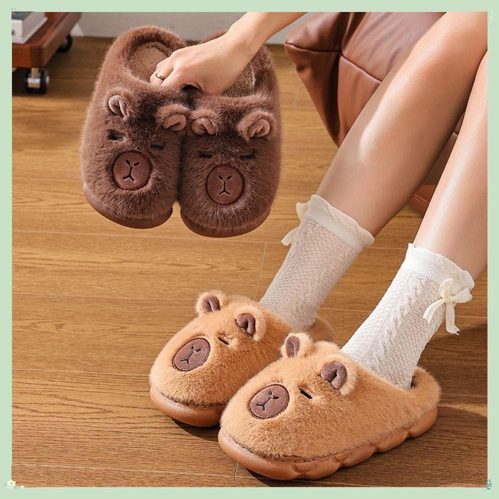 Chinelos Infantis , Sapatos De Algodão Antiderrapantes Capivara , Lindos , Macios , Grossos , Quentes , Para Cas