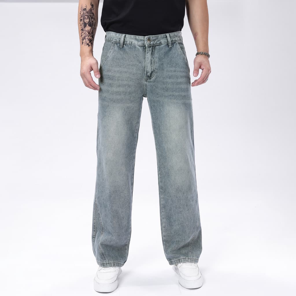 Calças jeans masculinas retas sem estiramento estilo bicicleta calças masculinas rua mar estilo azul calças jeans