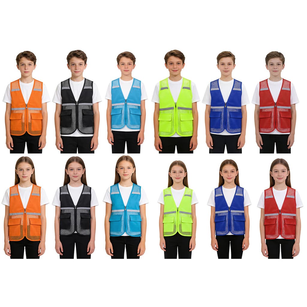 inhzoy Coletes De Segurança Refletivos De Alta Visibilidade Para Crianças , Meninos E Meninas , Malha Oca , Patchwork ,